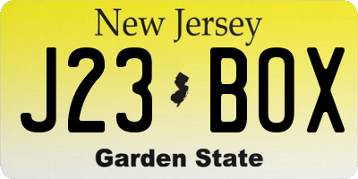 NJ license plate J23BOX