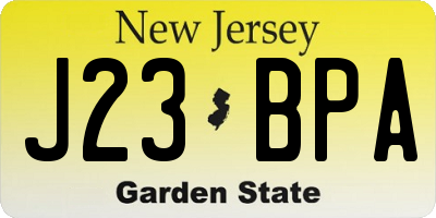 NJ license plate J23BPA