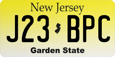 NJ license plate J23BPC
