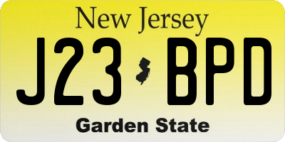 NJ license plate J23BPD
