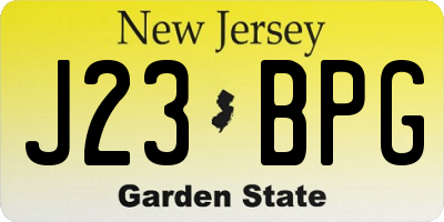 NJ license plate J23BPG