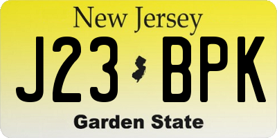NJ license plate J23BPK