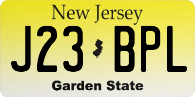 NJ license plate J23BPL
