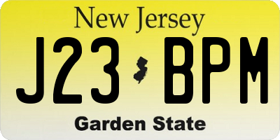 NJ license plate J23BPM