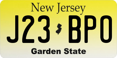 NJ license plate J23BPO