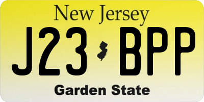 NJ license plate J23BPP