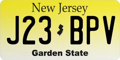 NJ license plate J23BPV