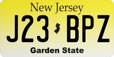 NJ license plate J23BPZ