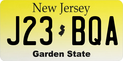 NJ license plate J23BQA