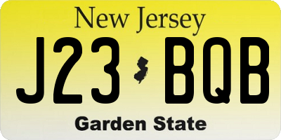 NJ license plate J23BQB