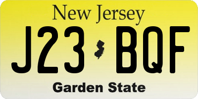 NJ license plate J23BQF