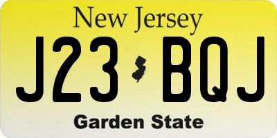 NJ license plate J23BQJ