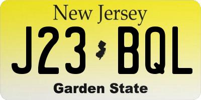NJ license plate J23BQL