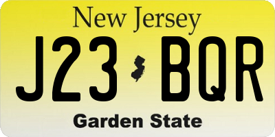 NJ license plate J23BQR