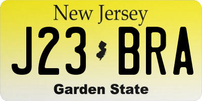 NJ license plate J23BRA