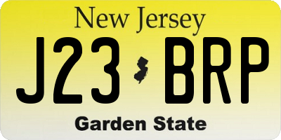 NJ license plate J23BRP