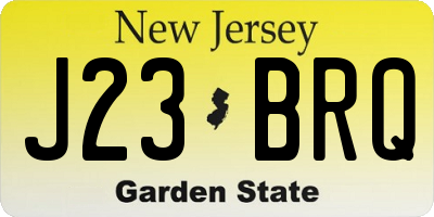 NJ license plate J23BRQ