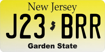 NJ license plate J23BRR