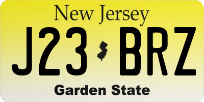 NJ license plate J23BRZ