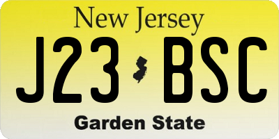 NJ license plate J23BSC