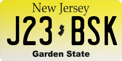 NJ license plate J23BSK