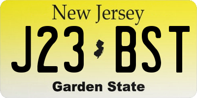 NJ license plate J23BST