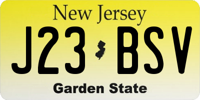 NJ license plate J23BSV