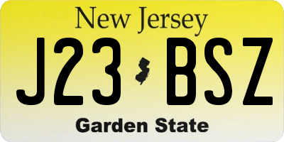 NJ license plate J23BSZ