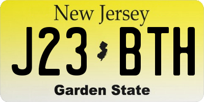 NJ license plate J23BTH