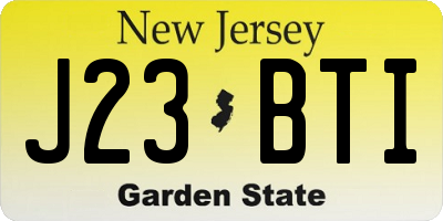 NJ license plate J23BTI