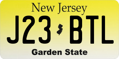 NJ license plate J23BTL