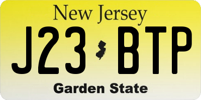 NJ license plate J23BTP