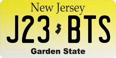 NJ license plate J23BTS