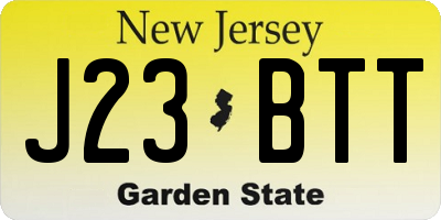 NJ license plate J23BTT