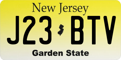 NJ license plate J23BTV