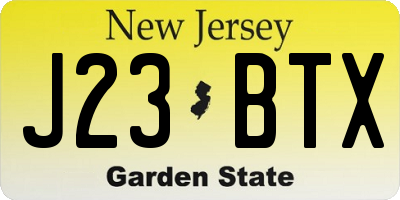 NJ license plate J23BTX