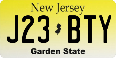 NJ license plate J23BTY