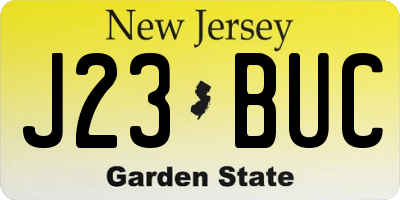 NJ license plate J23BUC