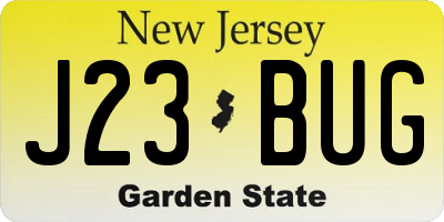 NJ license plate J23BUG