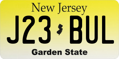 NJ license plate J23BUL
