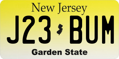 NJ license plate J23BUM