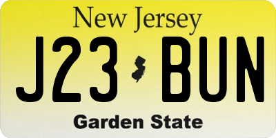 NJ license plate J23BUN