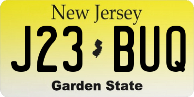 NJ license plate J23BUQ