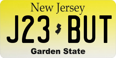 NJ license plate J23BUT