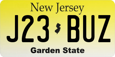 NJ license plate J23BUZ