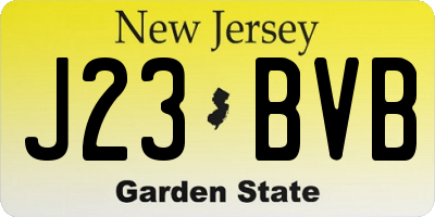 NJ license plate J23BVB