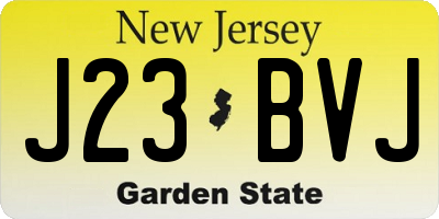 NJ license plate J23BVJ