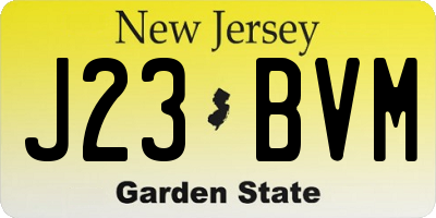 NJ license plate J23BVM