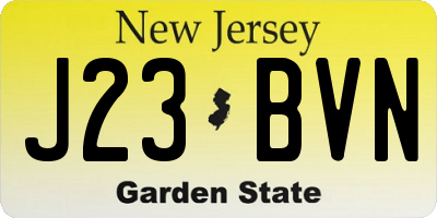 NJ license plate J23BVN