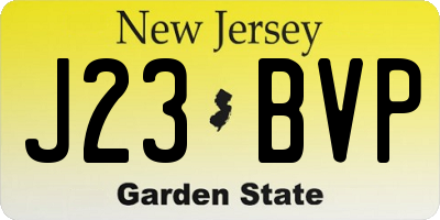 NJ license plate J23BVP